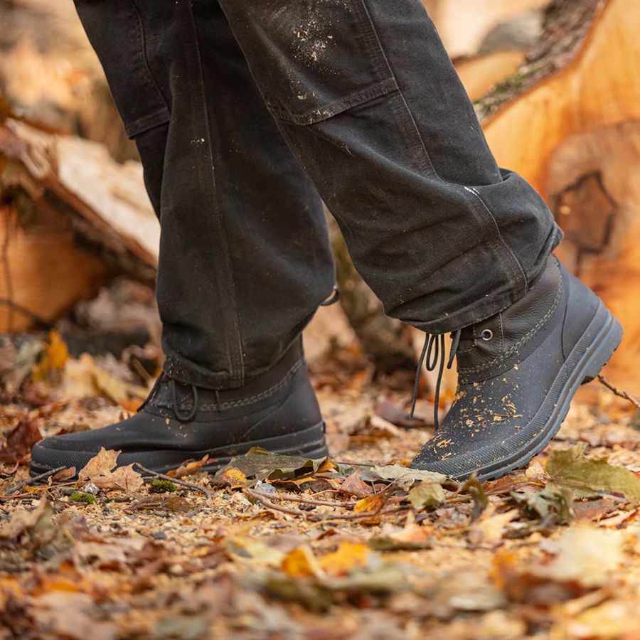 Botas Cuero Muck Boots Originales Duck Encaje Hombre Negros | 48209-DORZ